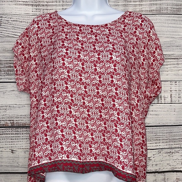 Wishful Park Red and White Flowy Top | Size Small - Picture 1 of 6